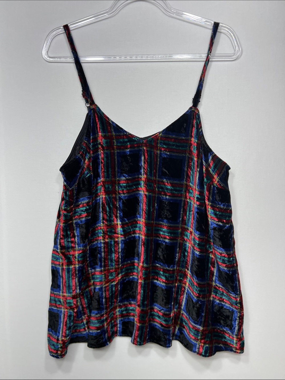 Velvet Plaid Slip Chemise - Black Multi